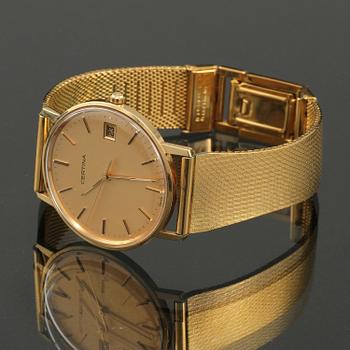 ARMBANDSUR, 18 k guld med förgyllt armband, Certina, 1900-talets senare del.