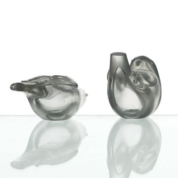 Tyra Lundgren, fåglar, 2 st, Venini, Murano, Italien 1940-50-tal.