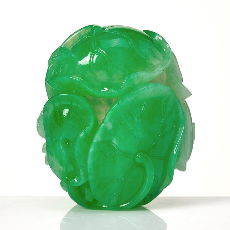 A Chinese coloured jadeit sculpture, 20th Century.