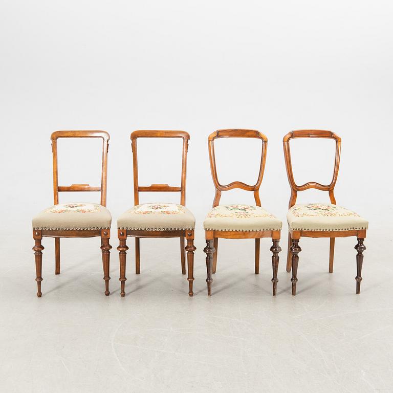 Chairs 2 pairs and a stool, late 19th century (5 pcs).