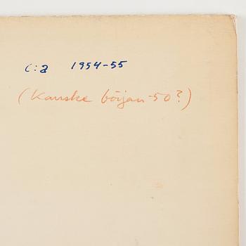 CO Hultén, blandteknik på papper, signerad och utförd på 1950-talet.
