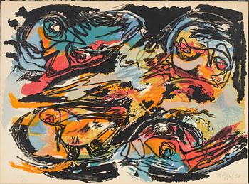 Karel Appel、Nu bleu、希少画集画、新品額装付 Karel Appel 1969 Signed Limited Edition Lithograph - Bright