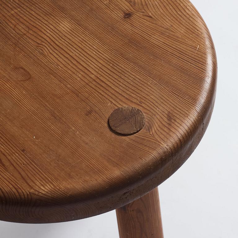 Axel Einar Hjorth, a 'Skoga' stained pine stool, Nordiska Kompaniet, Sweden 1930s.