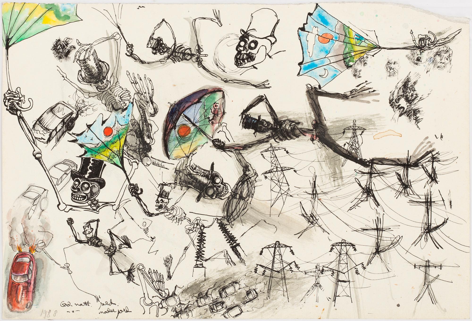 ULF RAHMBERG, Mixed media, signed with monogram and dated 1988 verso.