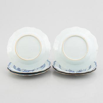 Six Chinese blue and white export porcelain plates, Qing dynasty, Qianlong (1736-95).