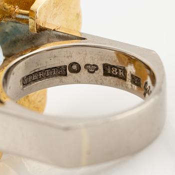 Claës Giertta, a ring, 18K gold and white gold with aquamarine, Stockholm 1970's.