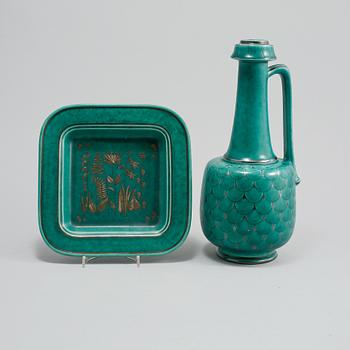 SKÅLFAT samt KANNA, Wilhelm Kåge, "Argenta", Gustavsberg, omkring 1900-talets mitt.