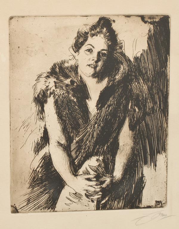 ANDERS ZORN, etsning, sign. Utförd 1900.