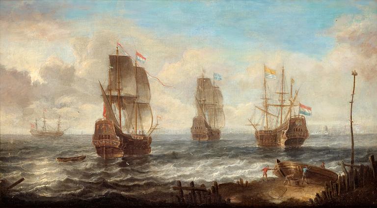 Jacob Adriaensz Bellevois Circle of, Sailing ships.