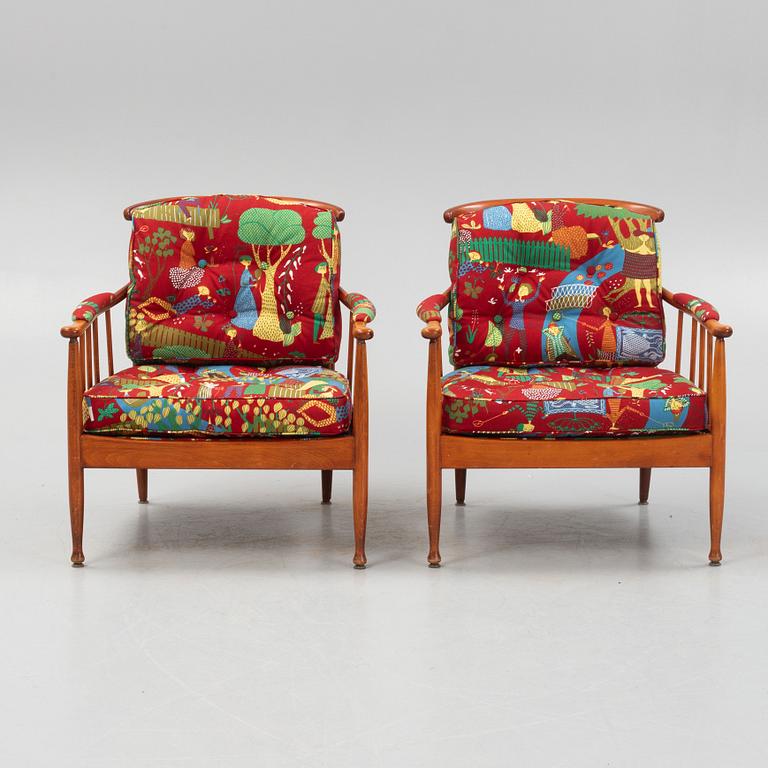 Kerstin Hörlin-Holmquist, a pair of 'skrindan' armchairs, OPE-Möbler, second half of the 20th century.