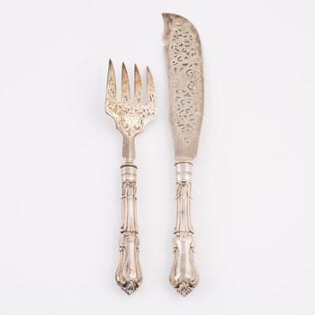 A silver cutlery set by George W Adams London 1861.