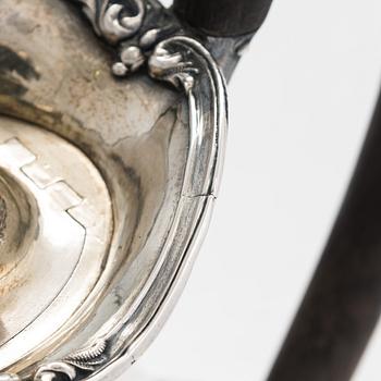 A mid-19th-century Imperial Russian silver coffee pot, Moscow 1848. Unidentified Cyrillic maker's mark IL.