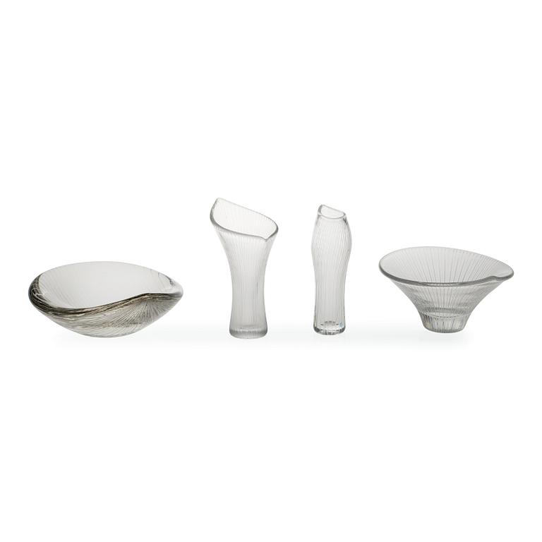 Tapio Wirkkala, TAPIO WIRKKALA, ART GLASS, 4 PIECES.