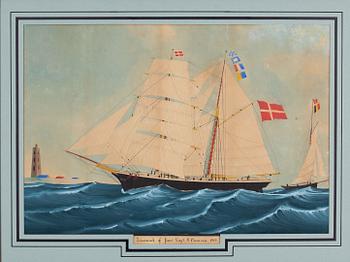 Astridus De Clerck,  Råsegelskonaren "Emanuel" af Fanå (Capt S. Clausen 1884).