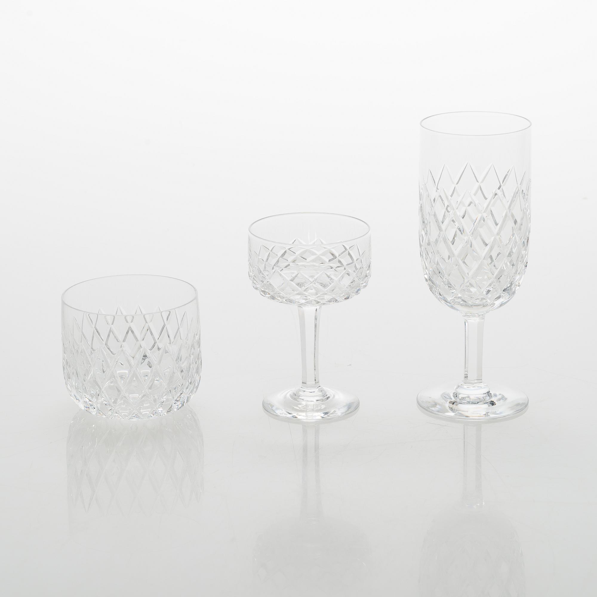 Ingeborg Lundin, glasservis, 18 delar, "Elisabeth", Orrefors, signerade OF.
