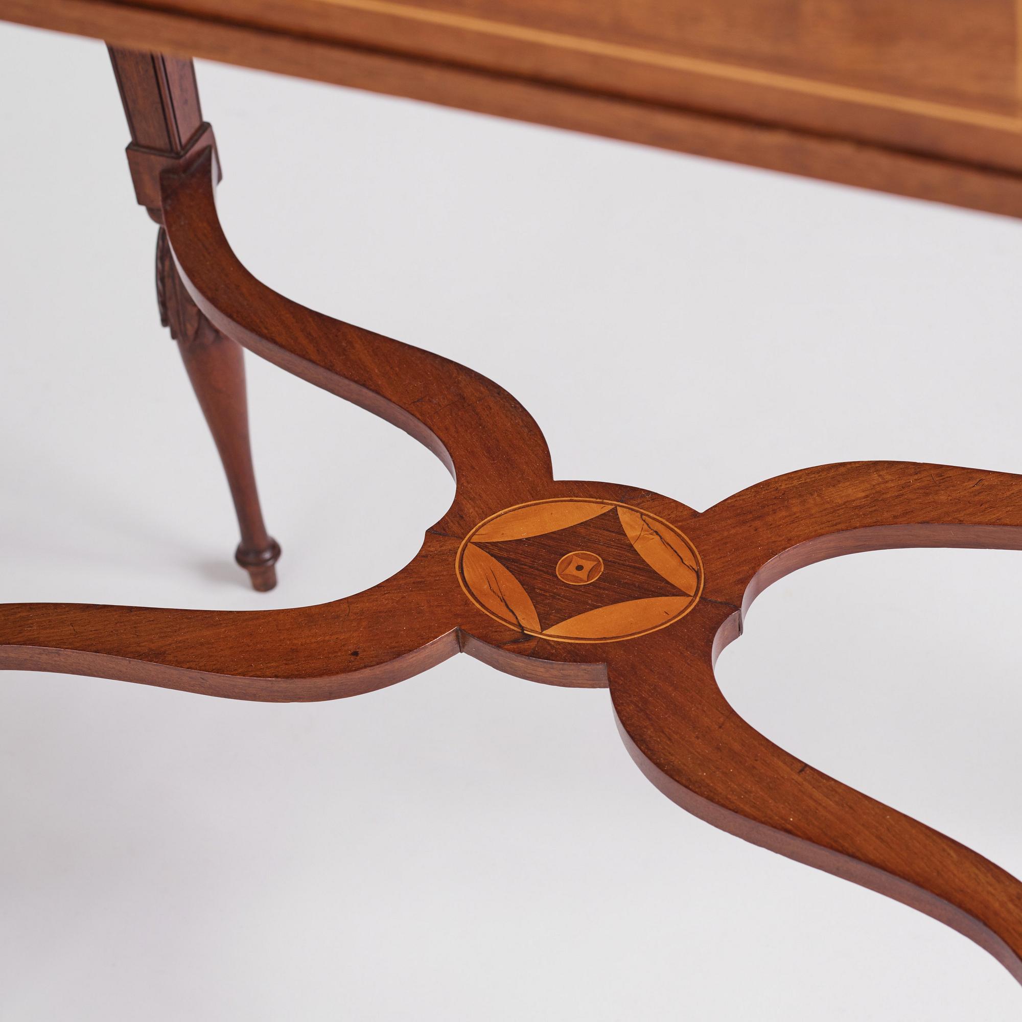 A late Gustavian mahogany table attributed to L. Qvarnberg (master in Stockholm 1801-1813).