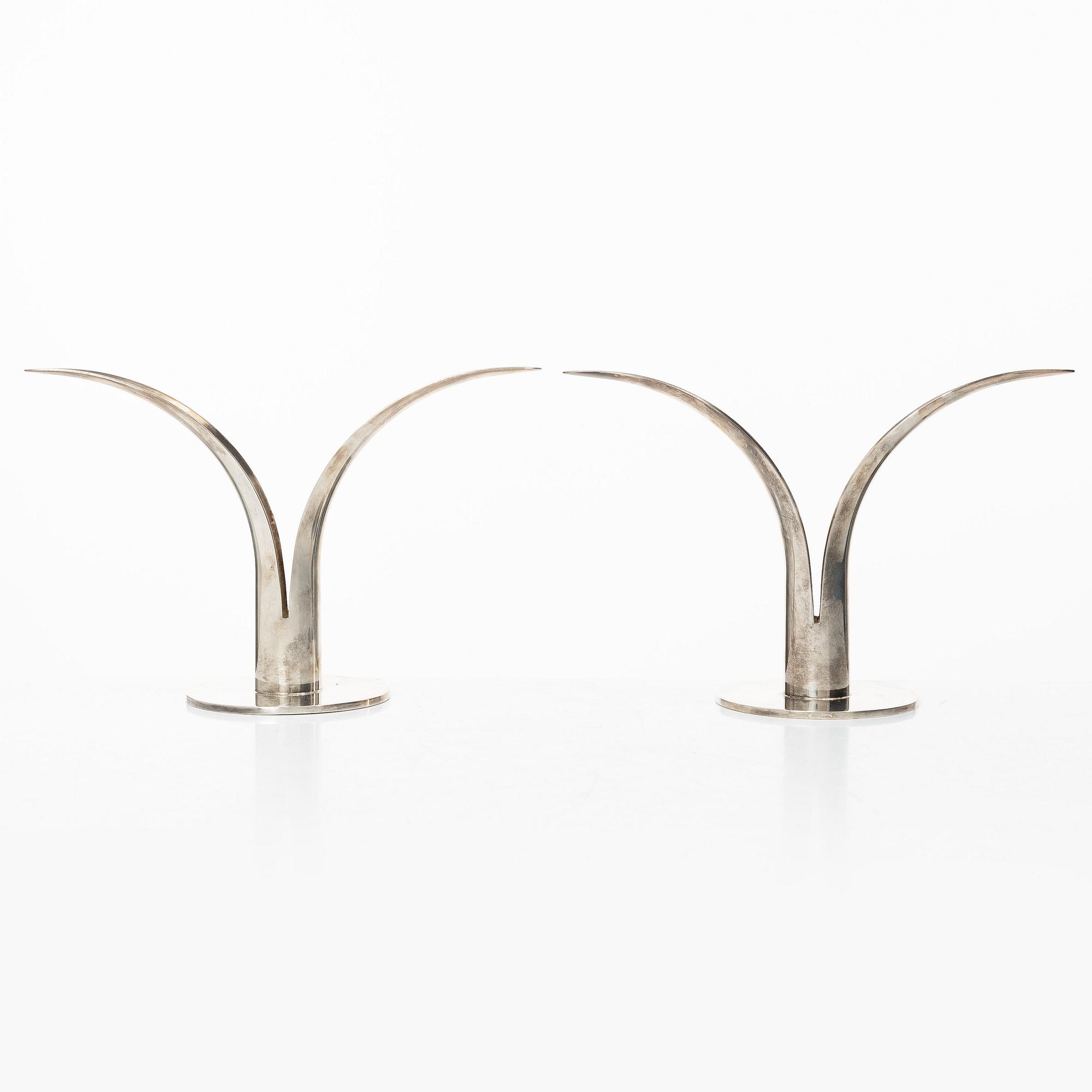 Ivar Ålenius-Björk, Candle holders, a pair, silver-plated, "Liljan", Skultuna.
