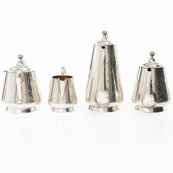 A Russian silver tea and coffee set, mark of Victor Fink, Moscow, active 1897–1917 (4 pieces).