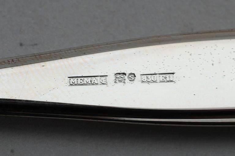 BESTICK, 12 snarlika delar, silver, MGAB och Mema, 1960/70-tal. Vikt med stålblad ca 340 g.
