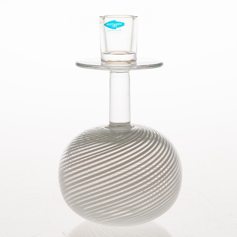 HEIKKI ORVOLA, Ljusstake, glas, signerad Heikki Orvola Nuutajärvi/Notsjö.