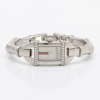 Gucci wristwatch 6800L Bamboo, stainless steel with diamonds, approx 16 x 20 mm, quartz.