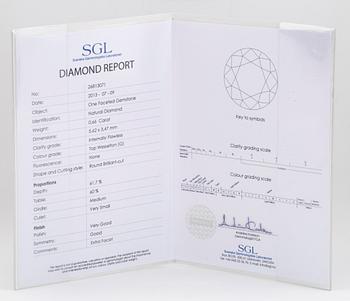 LÖS RUND BRILJANTSLIPAD DIAMANT 0.66 ct enligt certifikat.