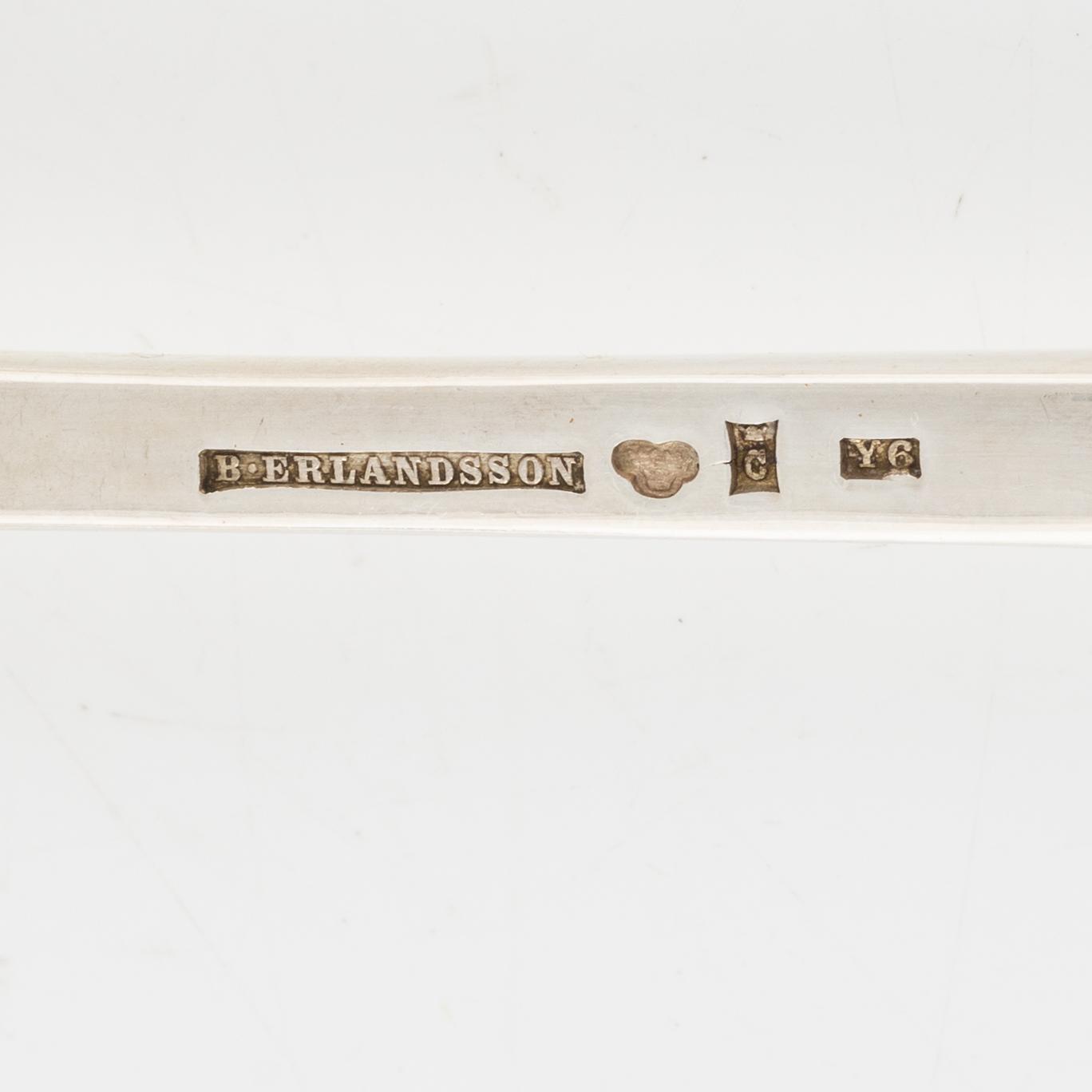 Bestick, 14 st, silver, modell "Rosett", B Erlandsson, Kristianstad 1901.