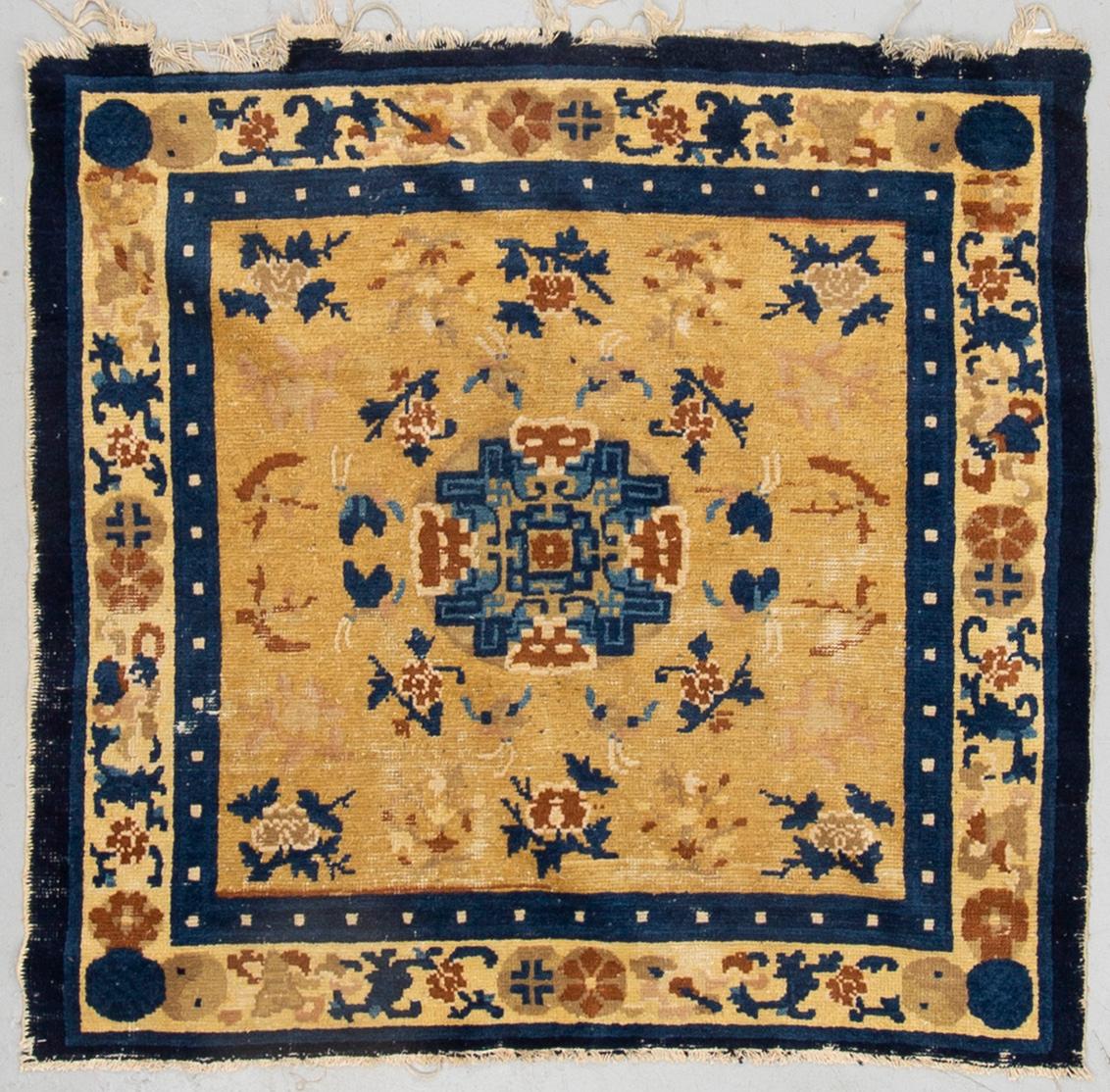 A MEDITATION RUG, semi-antique Ningxia, China, ca 130 x 126 cm.