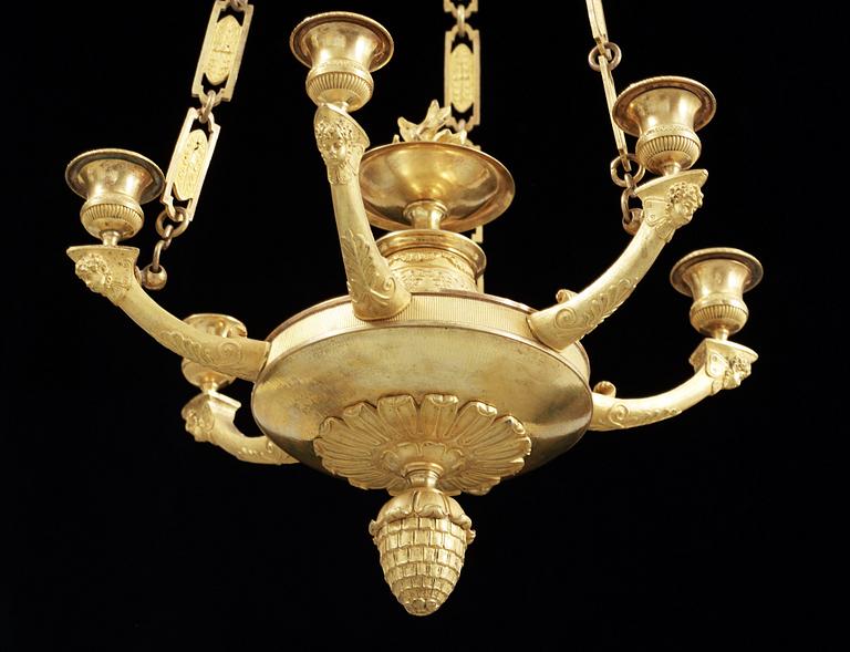 An Empire 19th century six-light chandelier.
