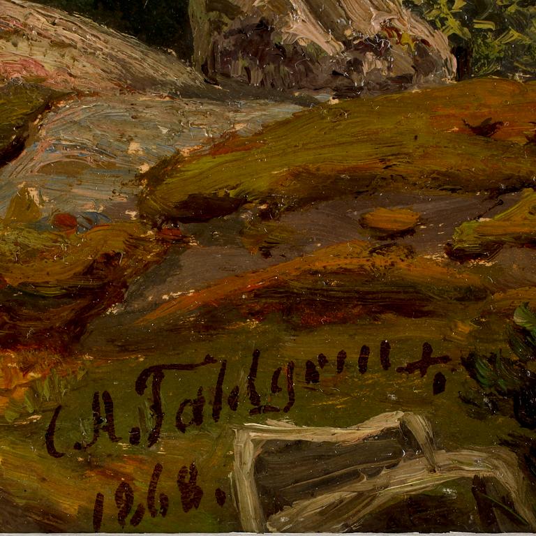 CARL AUGUST FAHLGREN, olja på pannå, signerad och daterad 1868.