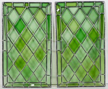 FÖNSTER, ett par, blyinfattat glas, 1900-tal.