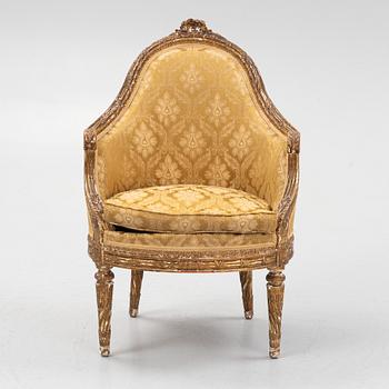 Bergère, Louis XVI-stil, märkt Charles Bernel, Paris, 1800-talets slut.