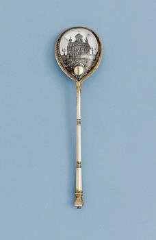 A RUSSIAN SILVER-GILT AND NIELLO SPOON, Moscow 1893.