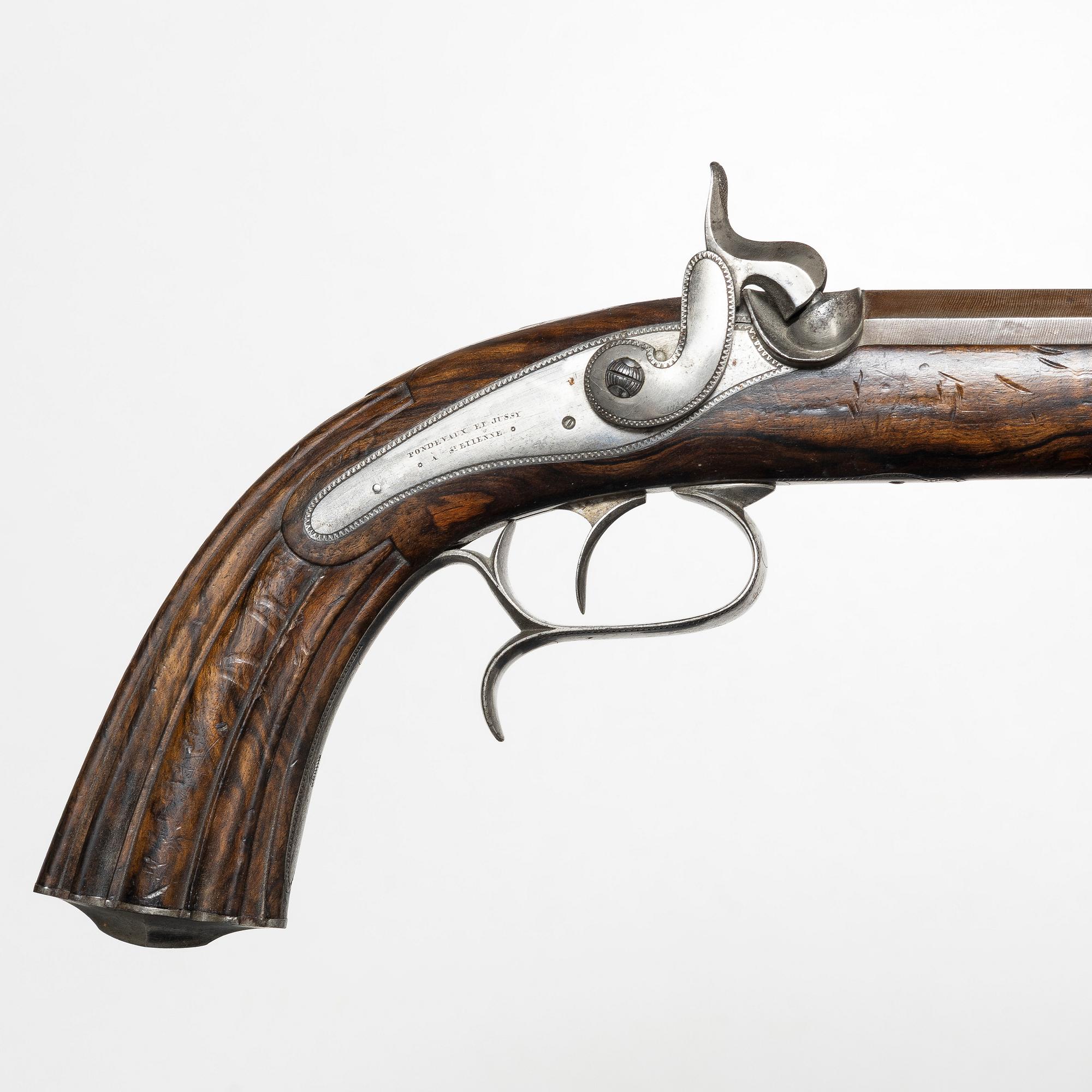 A cased pair of percussion pistols by Pondevaux & Jussy, S.Etienne (1845-1880), France.