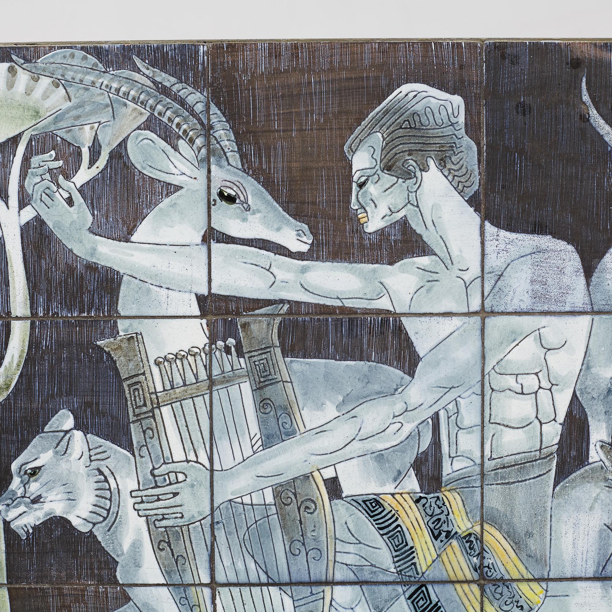 Marian Zawadzki, a ceramic tile table, Tilgmans, signed MZ and dated 58.