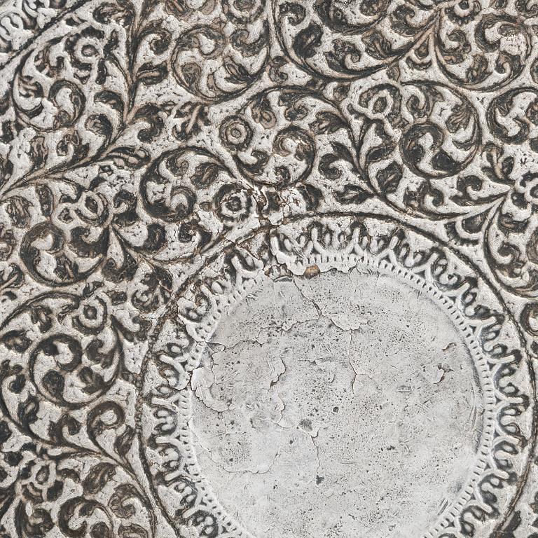 A Indian silver tray, late 19th Century.