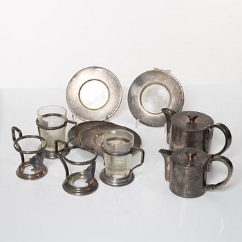 Gio Ponti, teservis, 6 delar, Athur Krupp Berndorfer Metallwarenfabrik, Österrike/Milano, 1930/40-tal.