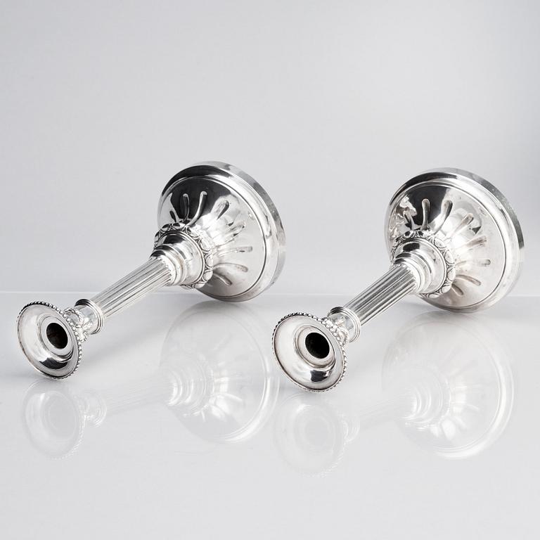 Pehr Zethelius, ljusstakar, ett par, silver, Stockholm 1779. Gustavianska.