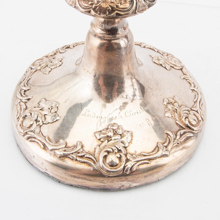 A pair of Ne Rococo epns candelabras mid 1800s.