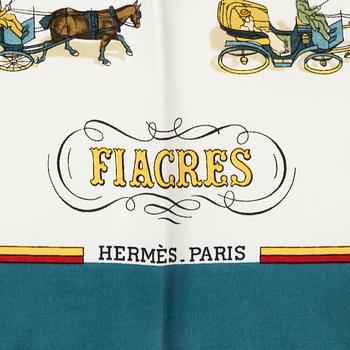 HERMÈS, scarf, "Les Fiacres", Philippe LeDoux, original and unique edition 1965.