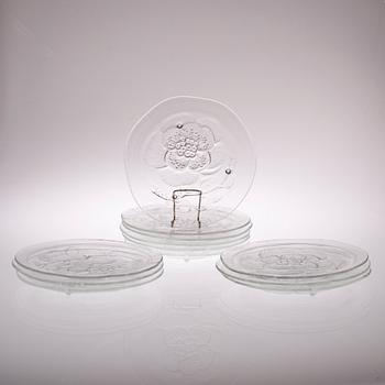 Oiva Toikka · TALLRIKAR, 12 st, glas, "Pioni", Oiva Toikka, 1970/90-tal.