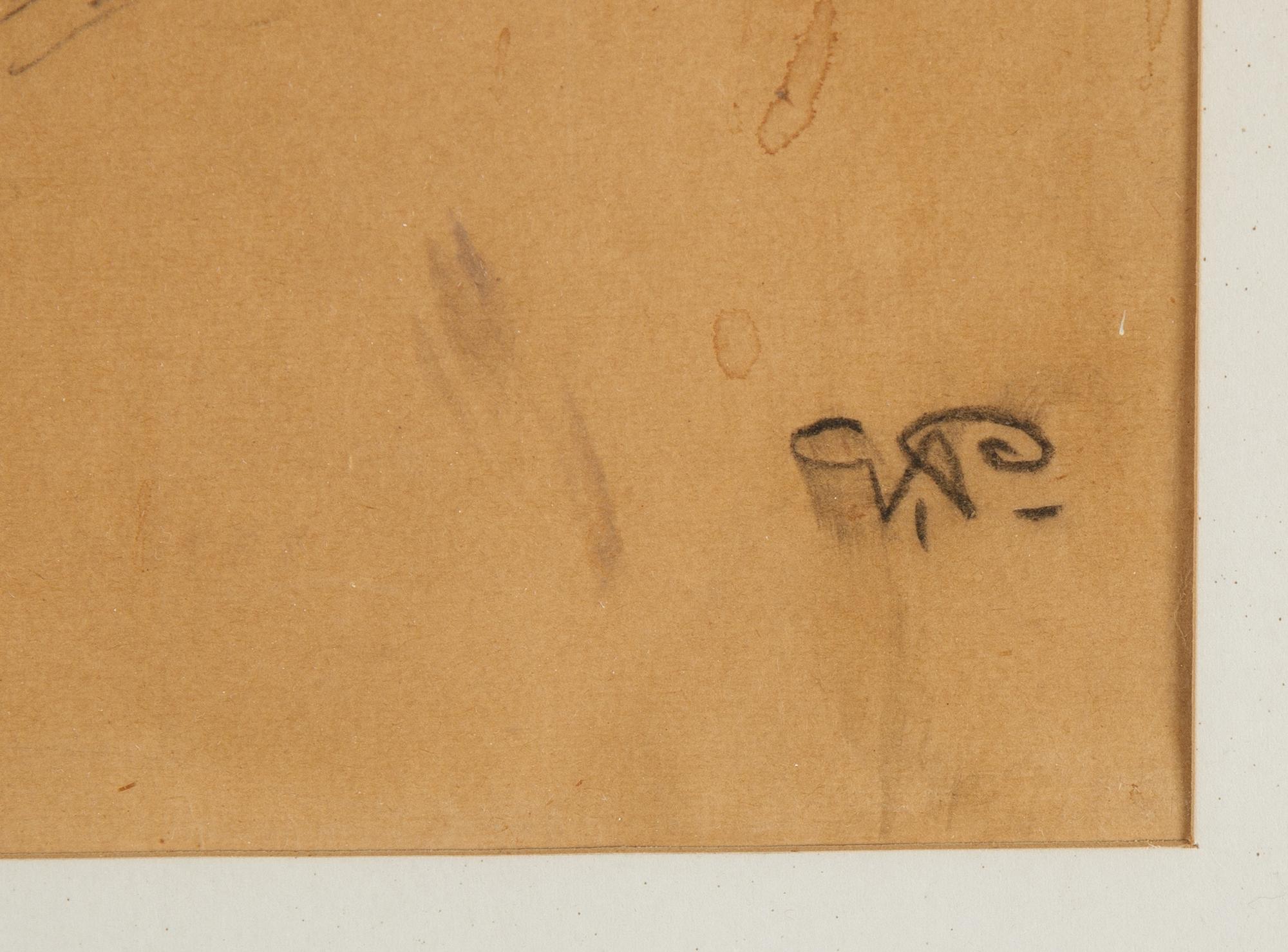 Georg Pauli, charcoal drawing, signed.