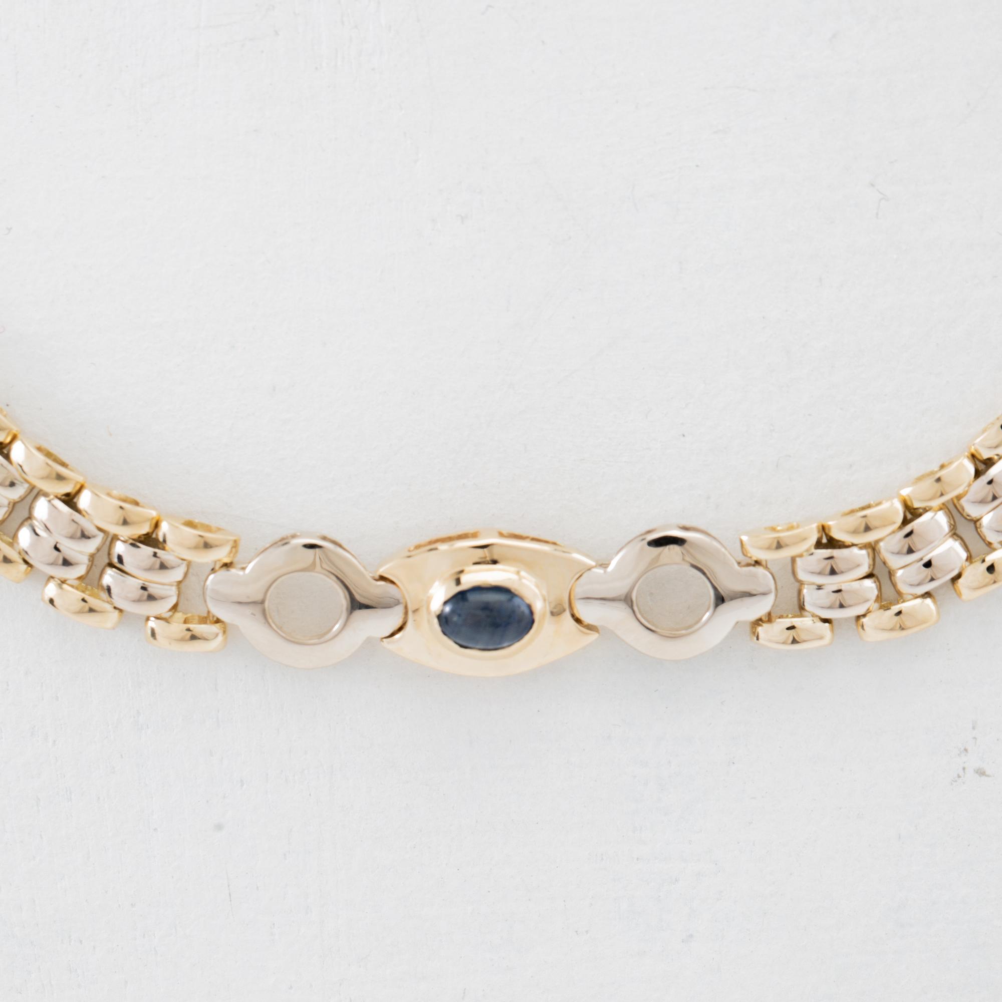Necklace 18K two-tone gold with cabochon-cut sapphires, Cuccarolo Costante, Vicenza Italy.
