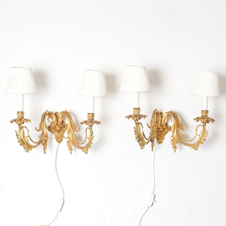 Wall sconces, a pair, circa 1900.
