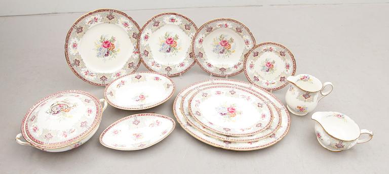 MATSERVIS, 59 delar, benporslin, Georgian, Shelley England, 1900-talets mitt.