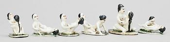 FIGURINER, 6 st. Porslin, Kina, 1900-talets början.