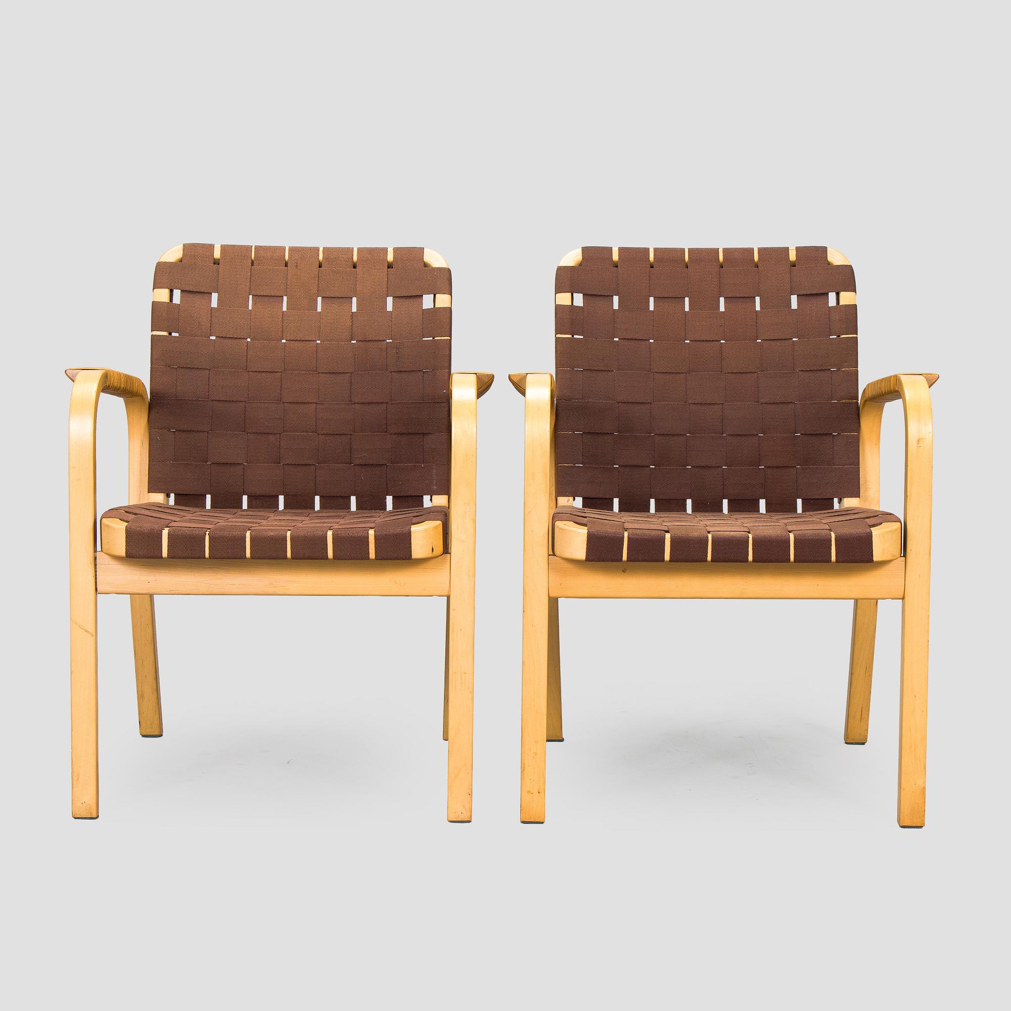 Alvar Aalto, Nojatuoleja, 4 kpl, 45 Artek, 1900-luvun loppu.