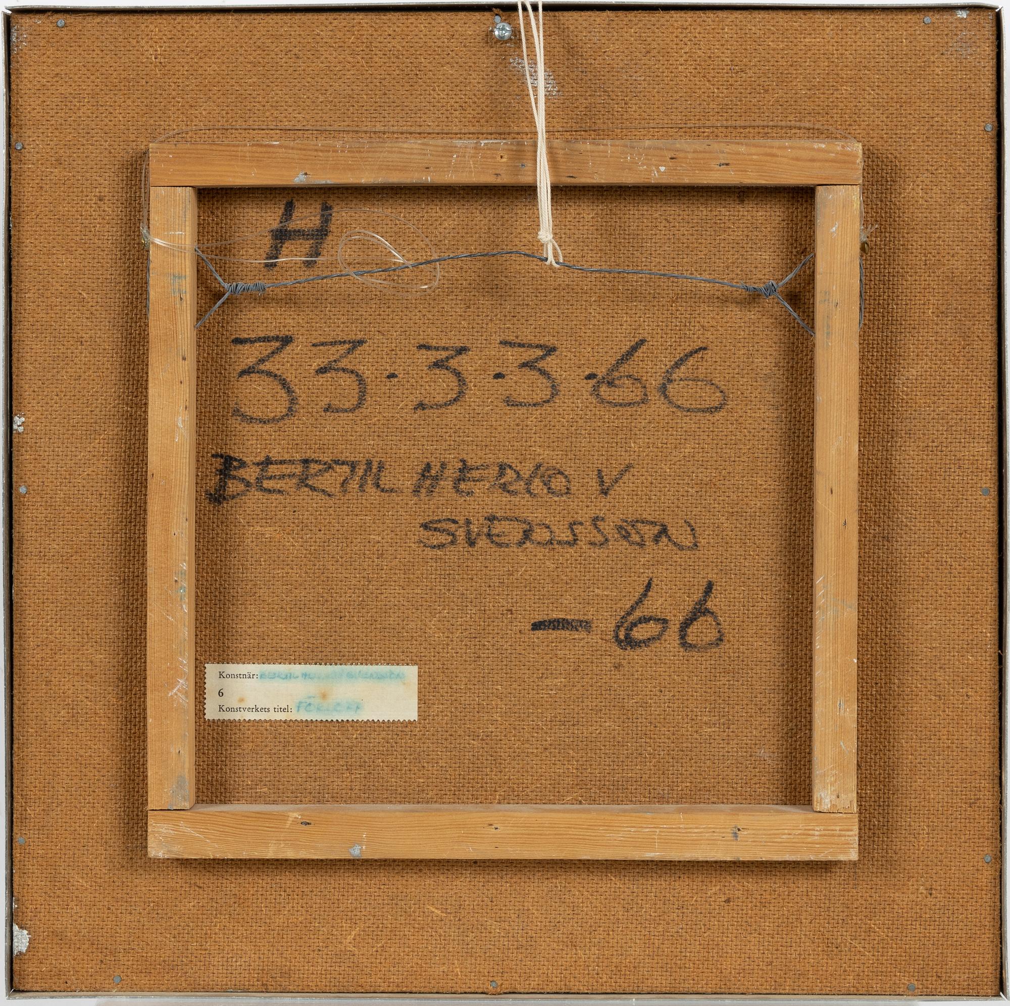 Bertil Herlow Svensson, Untitled (Unclear title verso).