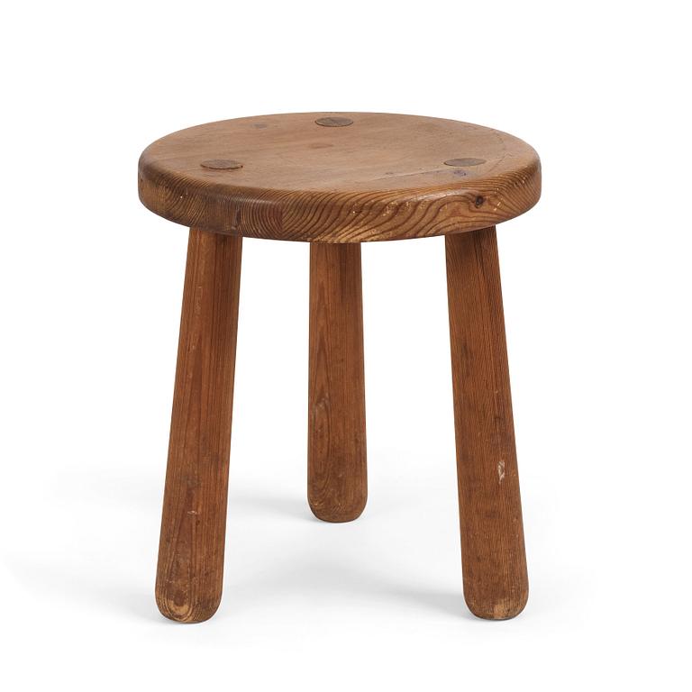 Axel Einar Hjorth, a 'Skoga' stained pine stool, Nordiska Kompaniet, Sweden 1930s.