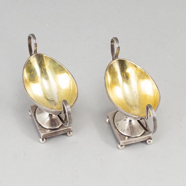 A pair of Swedish 18th century parcel-gilt silver salt-cellars, mark of JF Wildt, Stockholm 1798.